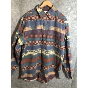 Vintage The Territory Ahead Shirt Mens 2XL Multicolor Tribal Stripe Long Sleeve